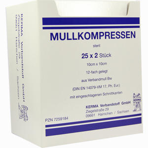 Mullkompressen Aus Baumwolle 12- Fach Gelegt Steril 10x10cm  25 Stück - ab 11,44 €