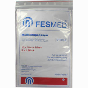 Mullkompressen Steril 10x10 Es 8f  5 x 2 Stück - ab 2,88 €