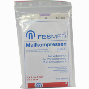 Mullkompressen Steril 5x5cm Es 8f  5 x 2 Stück - ab 2,20 €