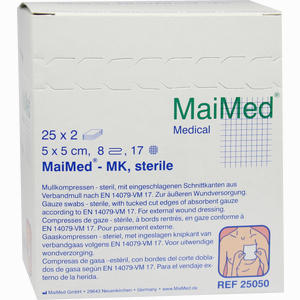 Mullkompressen Steril 8- Fach 5 X 5cm  MaiMed GmbH 25 Stück - ab 1,79 &euro;