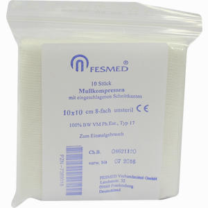 Mullkompressen Unsteril 8- Fach 10 X 10cm  10 Stück - ab 1,52 €