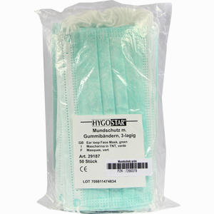Mundschutz Grün mit Gummiband Brinkmann Medical - Dr. Junghans 50 Stück - ab 2,26 €