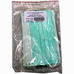 Mundschutz Op Grün mit Gummiband und Nasenbügel 10 Stück - ab 1,99 €