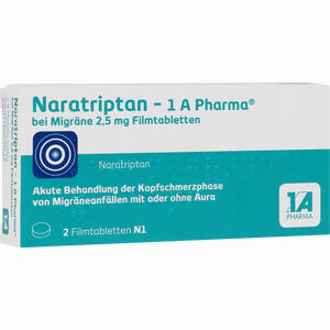 Naratriptan - 1 A Pharma bei Migräne 2.5mg Filmtabletten  2 Stück - ab 1,69 €