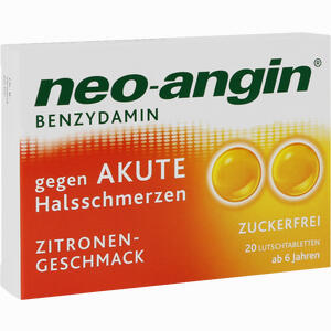 Neo- Angin Benzydamin gegen Akute Halsschmerzen mit Zitronen- Geschmack Lutschtabletten 20 Stück