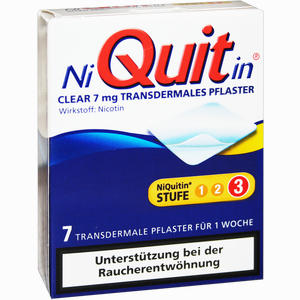 Abbildung von Niquitin Clear 7mg Pflaster Transdermal 7 Stück Abbildung von Niquitin Clear 7mg Pflaster Transdermal 7 Stück