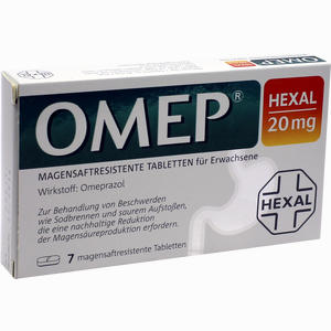 Omep Hexal 20mg Magensaftresistente Tabletten  7 Stück - ab 0,00 &euro;