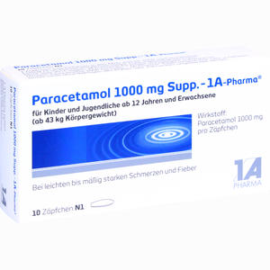 Paracetamol 1000mg Supp. - 1a- Pharma Zäpfchen 10 Stück - ab 0,00 &euro;