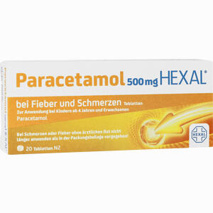Abbildung von Paracetamol 500mg Hexal bei Fieber und Schmerzen Tabletten 20 Stück