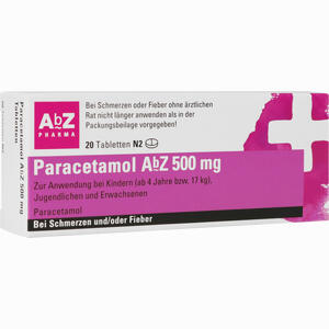 Abbildung von Paracetamol Abz 500mg Tabletten  20 Stück