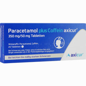 Paracetamol Plus Coffein Axicur 350 Mg/50 Mg Tabletten  axicorp Pharma GmbH 20 Stück - ab 1,98 &euro;