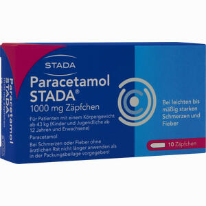 Paracetamol Stada 1000 Mg Erwachsenen- Suppositorien 10 Stück - ab 1,47 €