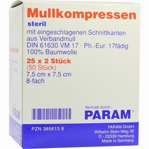 Param Mullkompressen Steril 8- Fach 7,5 X 7,5cm  25 Stück - ab 4,17 €