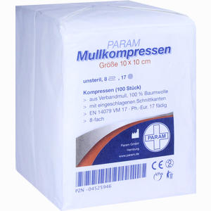Param Mullkompressen Unsteril 8- Fach 10 X 10cm  Param  100 Stück - ab 5,65 €