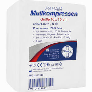 Param Mullkompressen Unsteril 8- Fach 10 X 10cm  Param GmbH 100 Stück - ab 4,81 &euro;