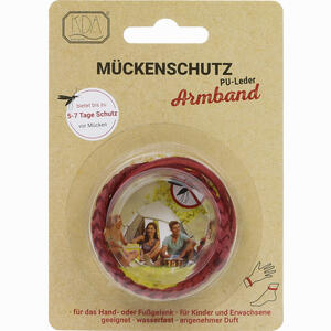 Pu- Leder Mückenschutz Armband - Rot- Kaudragees 1 Stück - ab 0,00 &euro;