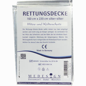 Rettungsdecke Silber Silber 220x160cm 1 Stück - ab 0,00 &euro;