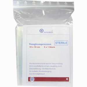 Saugkompresse 10x10cm Steril Kompressen 5 x 1 Stück - ab 0,00 &euro;
