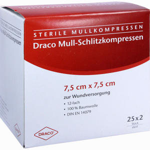 Schlitzkompresse 7,5x7,5cm Steril 12fach Kompressen 25 Stück - ab 17,29 €