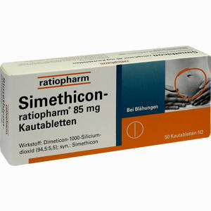 Simethicon- Ratiopharm 85mg Kautabletten  50 Stück - ab 10,29 €