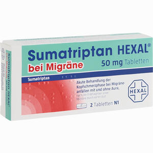 Sumatriptan Hexal bei Migräne 50 Mg Tabletten  2 Stück - ab 4,36 €