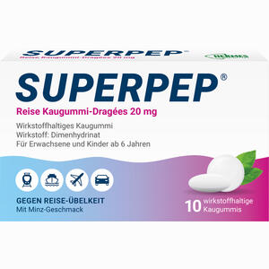 Superpep Reise Kaugummi Dragees 20mg 10 Stück Superpep Reise Kaugummi Dragees 20mg 10 Stück