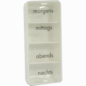 Tablettendose Mo/Mi/Ab/Na mit Blindenschrift 1 Stück Tablettendose Mo/Mi/Ab/Na mit Blindenschrift 1 Stück