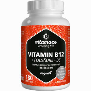 Vispura Vitamin B12 1000 Mcg Hochdosiert + B9 + B6 Tabletten 180 Stück - ab 15,65 €