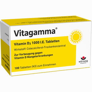 Vitagamma Vitamin D3 1000 I.e.tabletten  100 Stück - ab 4,00 &euro;