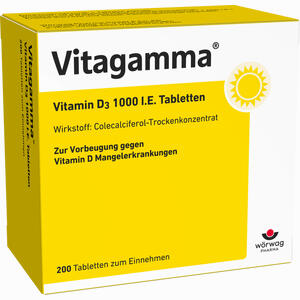 Vitagamma Vitamin D3 1000 I.e.tabletten  200 Stück - ab 9,37 €