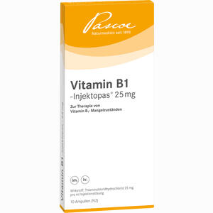 Vitamin B1 Injektopas- 25 Mg Ampullen  10 x 1 ml - ab 0,00 €