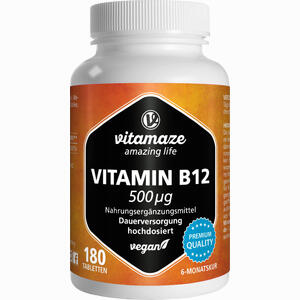 Vitamin B12 500 Ug Hochdosiert Vegan Tabletten 180 Stück - ab 14,05 €