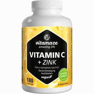 Vitamin C 1000 Mg Hochdosiert + Zink Vegan 180 Stück - ab 17,03 €