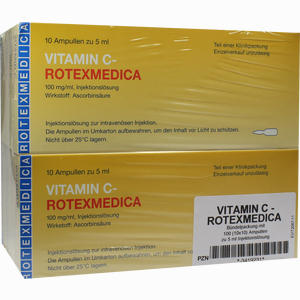 Vitamin C Rotexmedica Ampullen 100 x 5 ml - ab 0,00 €