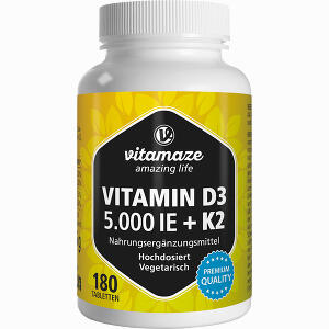 Vitamin D3 K2 5000ie/100ug Hochdosiert 180 Stück - ab 13,12 &euro;