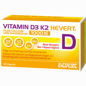 Vitamin D3 K2 Hevert+ Calcium und Magnesium 1000 Ie 120 Stück - ab 17,48 €