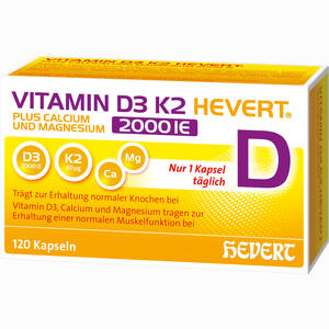 Vitamin D3 K2 Hevert+ Calcium und Magnesium 2000 Ie 120 Stück - ab 24,09 €