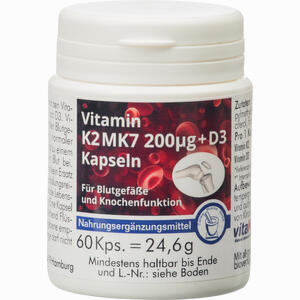 Vitamin K2 Mk7 200ug + D3 Kapseln  60 Stück - ab 15,64 €