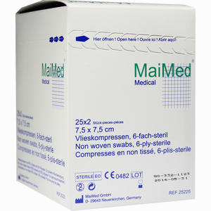 Vlieskompressen 7.5x7.5cm 6- Fach Steril  25 x 2 Stück - ab 3,89 €