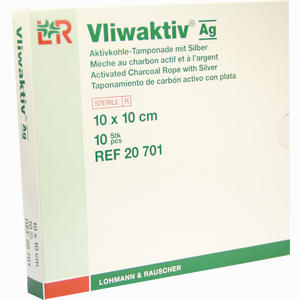 Vliwaktiv Ag 10x10cm Aktivkohle Tamponade mit Silber Tpo 10 Stück - ab 59,95 €