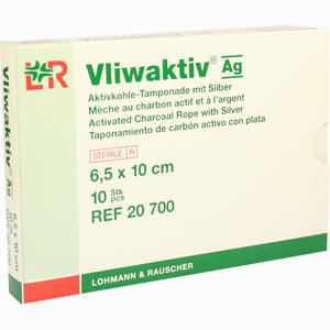 Vliwaktiv Ag 6,5x10cm Aktivkohle Tamponade mit Silber Tpo 10 Stück - ab 42,49 €