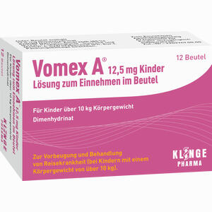 Vomex A 12.5 Mg Kinder Lösung Zum Einnehmen im Beutel  12 Stück - ab 6,92 €