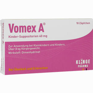 Vomex A Kinder Suppositorien 40 Mg Zäpfchen 10 Stück Vomex A Kinder Suppositorien 40 Mg Zäpfchen 10 Stück