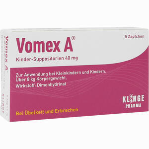 Vomex A Kinder Suppositorien 40mg Zäpfchen 5 Stück - ab 2,16 €