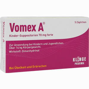 Vomex A Kinder- Suppositorien - 70mg Forte Kinder- Zäpfchen 5 Stück - ab 2,62 €
