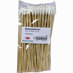 Wattestab 15cm Holz M. Kopf I. Polybeutel 100 Stück - ab 1,28 &euro;