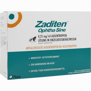 Zaditen Ophtha Sine Augentropfen Einzeldosispipetten  50 Stück - ab 19,55 €