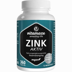 Zink Aktiv 25mg Hochdosiert Vegan 360 Stück - ab 13,98 €