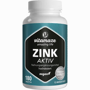 Zink Aktiv 25mg Hochdosiert Vegan Tabletten 180 Stück - ab 0,00 &euro;