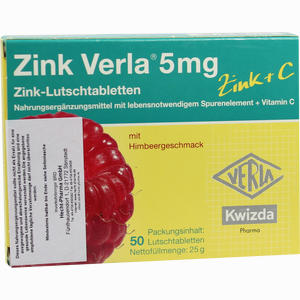 Zink Verla 5mg Lutschtabletten Himbeer  50 Stück - ab 7,22 €